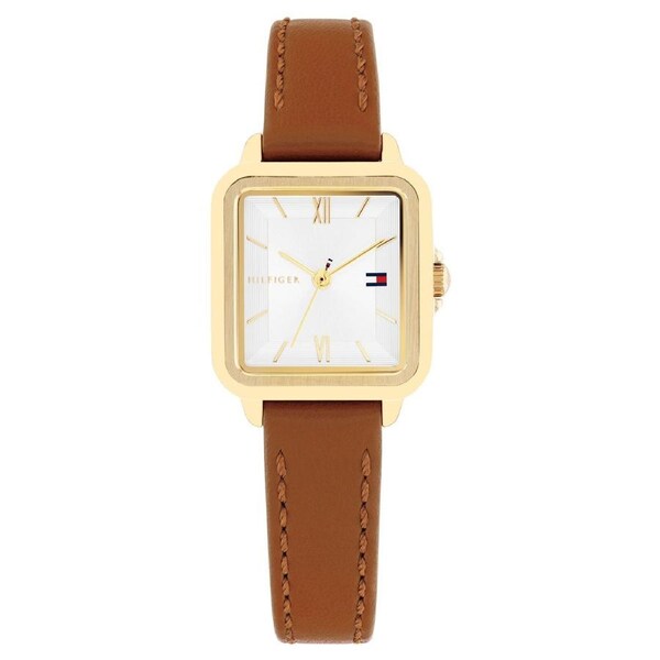 Tommy Hilfiger Tan Leather Silver White Dial Women's Watch - 1782859