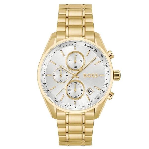 BOSS by Hugo Boss Gold Steel Silver White Dial Chronograph Men's Watch - 1514261