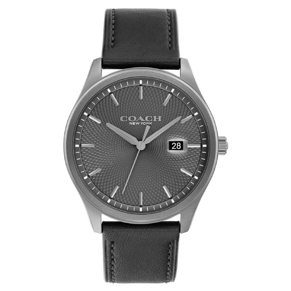 Coach Black Leather Grey Dial Men's Watch - 14602758