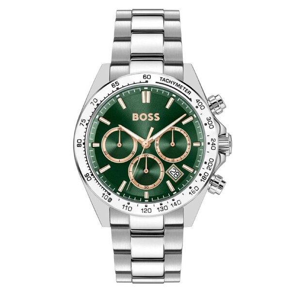 BOSS by Hugo Boss Stainless Steel Green Dial Chronograph Men's Watch - 1514268