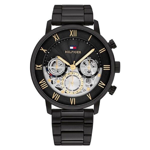 Tommy Hilfiger Black Steel Multi-function Men's Watch - 1710706