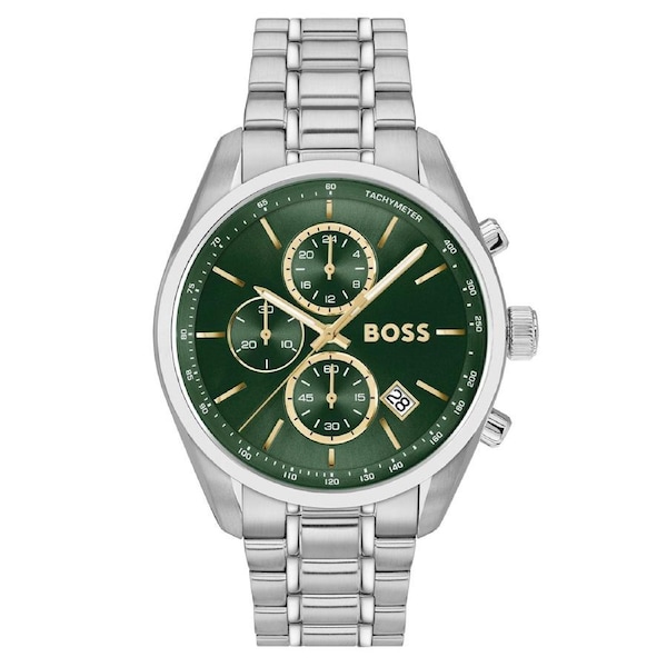 BOSS by Hugo Boss Stainless Steel Green Dial Chronograph Men's Watch - 1514266