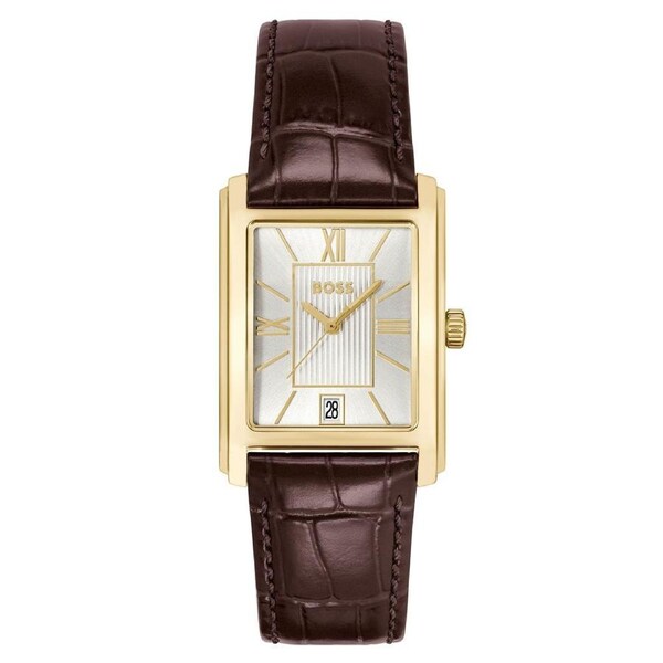 BOSS by Hugo Boss Brown Leather Silver White Dial Men's Watch - 1514300