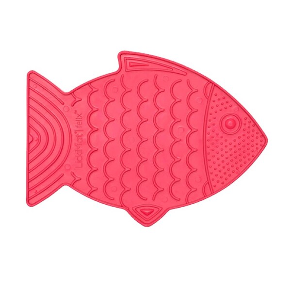 Lickimat Classic Felix Boredom Buster Fish Shaped Cats Slow Feeder Pink