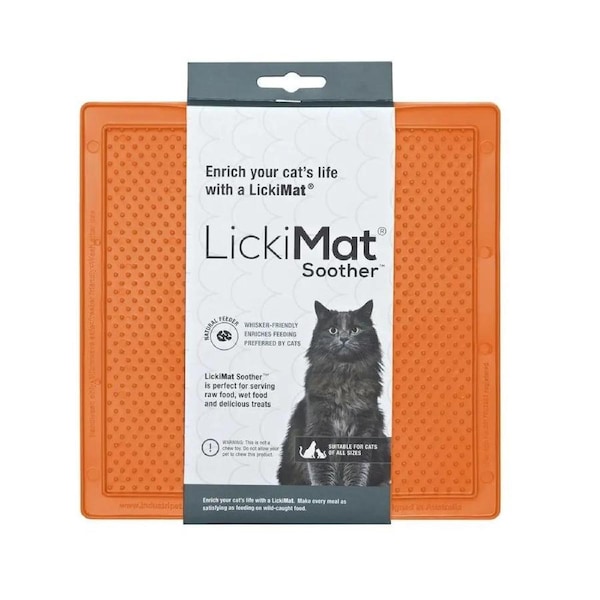 Lickimat Soother Original Slow Food Licking Mat For Cats & Dogs - Orange