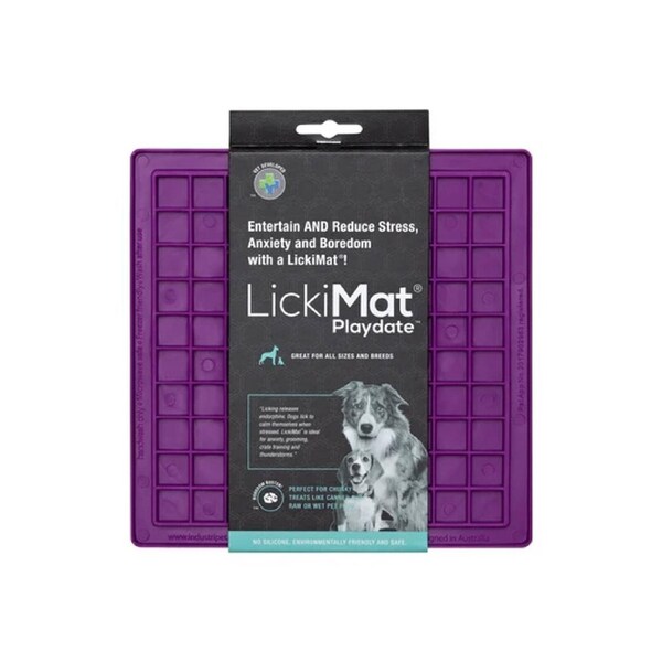 Lickimat Purple Classic Playdate Pet Feeding Mat For Dogs & Cats (20cm X 20cm)