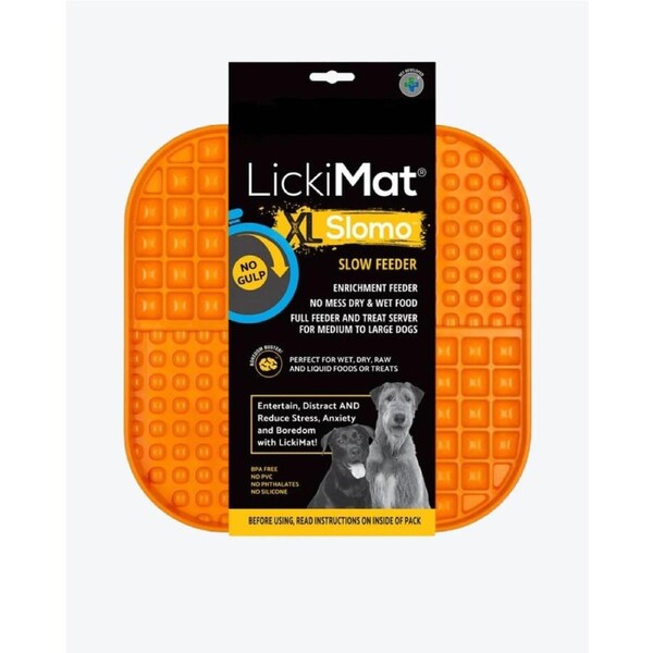 Lickimat Slomo Wet & Dry Double Slow Food Dog Bowl - Orange