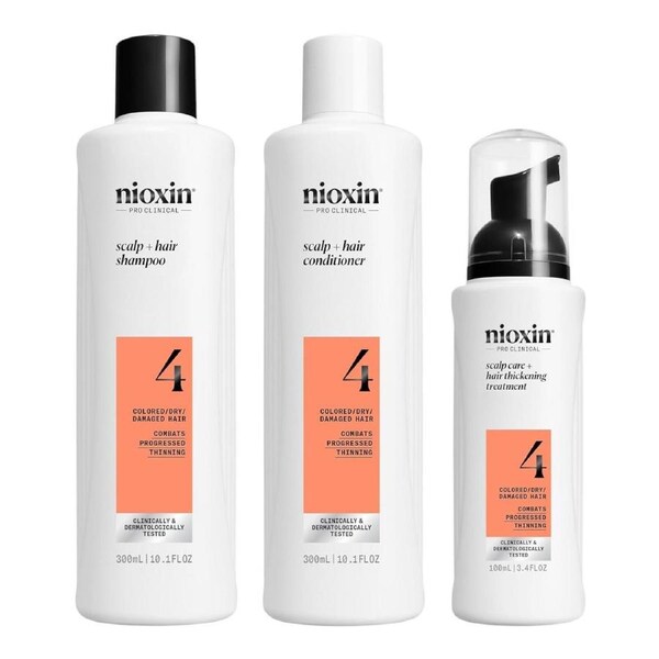 Nioxin System 4 Kit Shampoo Conditioner Treatment for Colored Thinning Hair