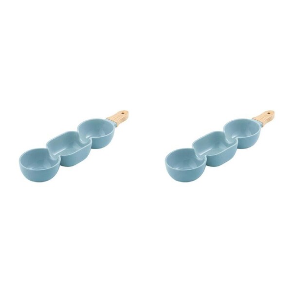 2PK Ladelle Alto Serve & Share Pale Blue 3 Part Stick Snack Serving Platter