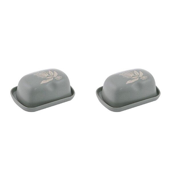 2PK Ladelle Esperance Ceramic Butter Dish/Container Food Storage Dish Green
