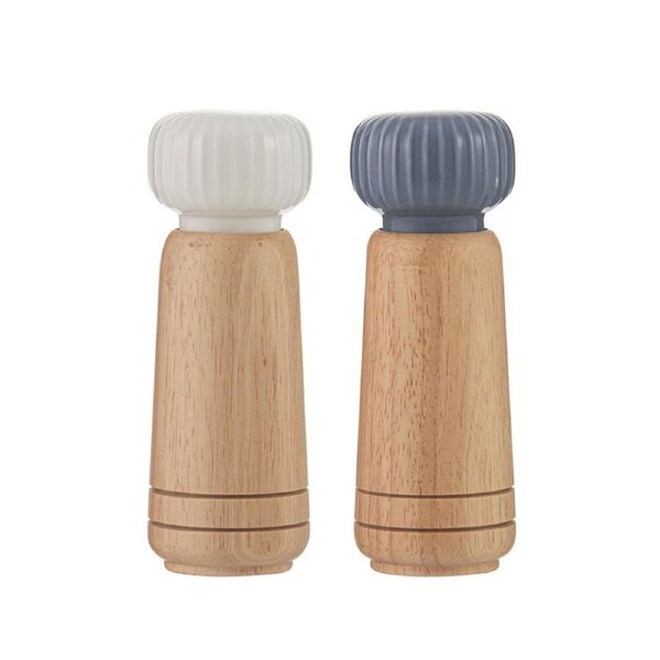 Ladelle Miller Wood Manual Salt & Pepper Grinders Durable Spice Mills Blue