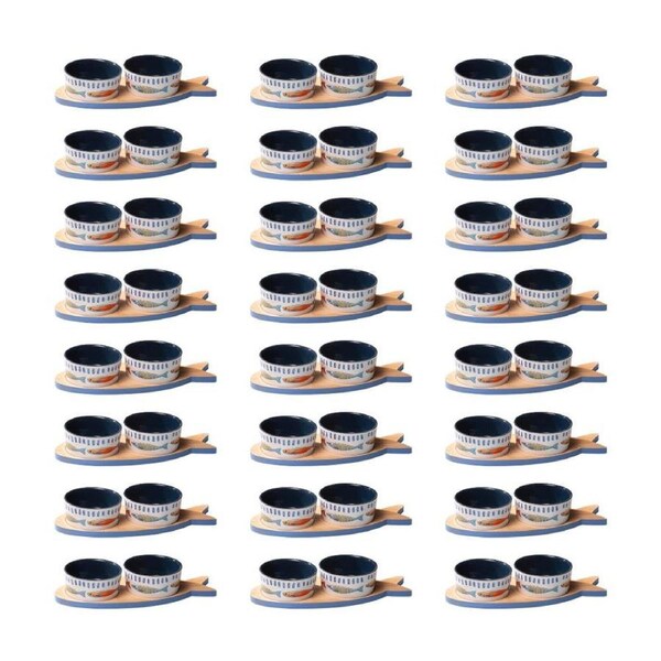 24x 3pc Ladelle Capri Ceramic Fish Bowl & Tray Serving Set Kitchen Serveware