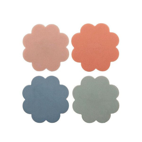 4pc Ladelle Panama Resin Flower Coaster Decor Set Reusable Table Protector