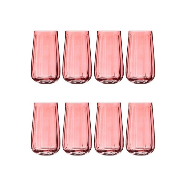 2x 4pc Ladelle Capri Rose Highball Tumbler 550ml Tall Drinking Glass Pink