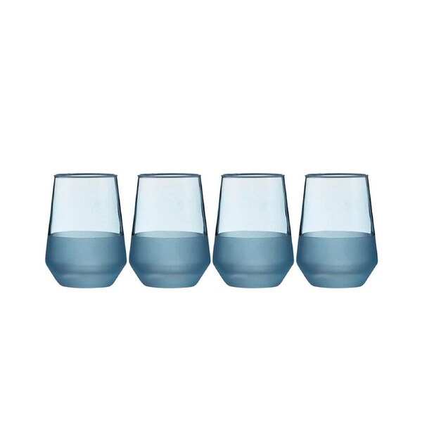 4pc Ladelle Panama Tumbler Durable Beverage Glass Set Kitchen Glassware Ocean