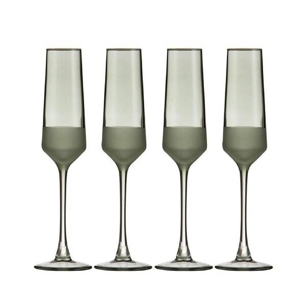 4pc Ladelle Panama Champagne Cocktail Stemware Glasses Drinkware/Barware Moss