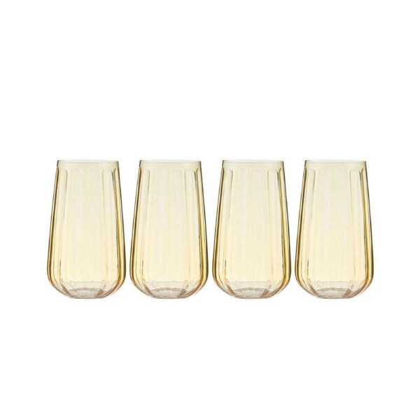 4pc Ladelle Capri Lemon Highball Tumbler Beverage Drinking Glasses Reusable