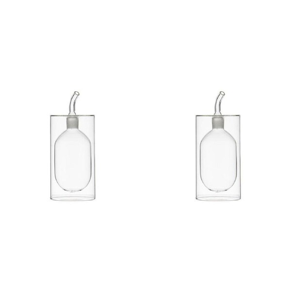 2PK Ladelle Gather Glass Double Wall Oil Dispenser Storage Bottle Reusable Clear