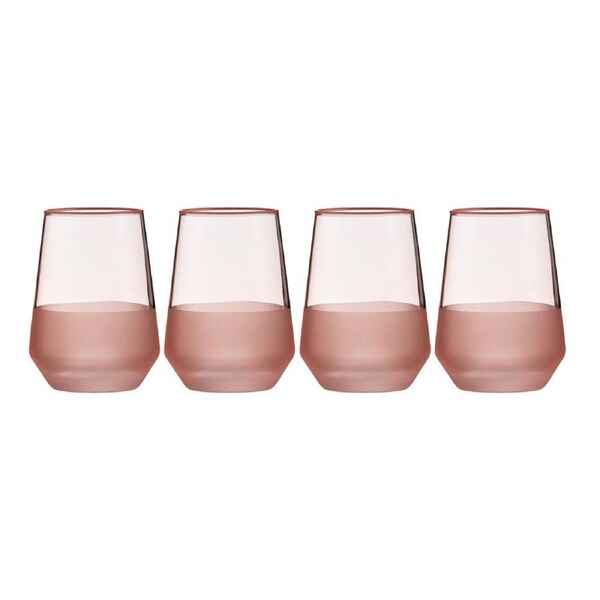 4pc Ladelle Panama Drinking Glass Durable Tumbler Kitchen Glassware Coral