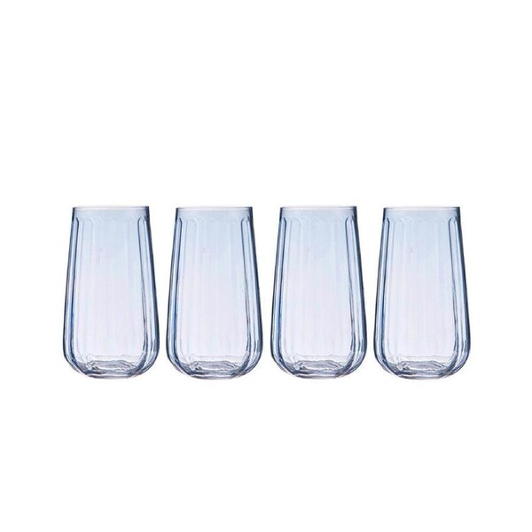 4pc Ladelle Capri Sky Highball Tumbler 550ml Tall Drinking Glass Blue