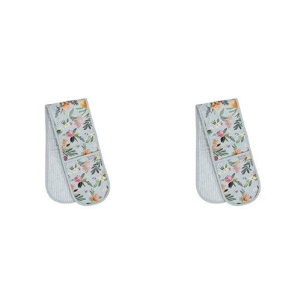 2PK Ladelle Esperance Cotton Double Oven Mitt Heat-Resistant Glove Pot Holder