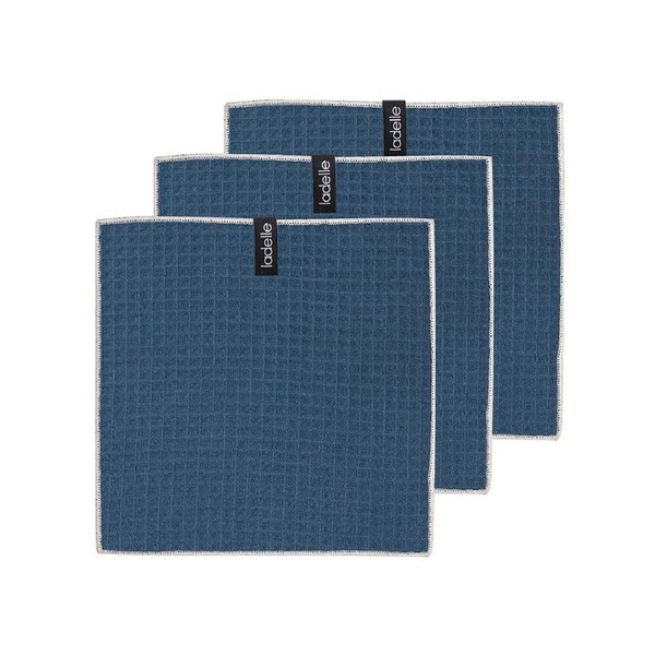 3pc Ladelle Mega Waffle Microfibre Dishcloth 30x30cm Reusable/Washable Navy