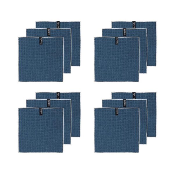 4x 3pc Ladelle Mega Waffle Microfibre Dishcloth 30x30cm Reusable/Washable Navy