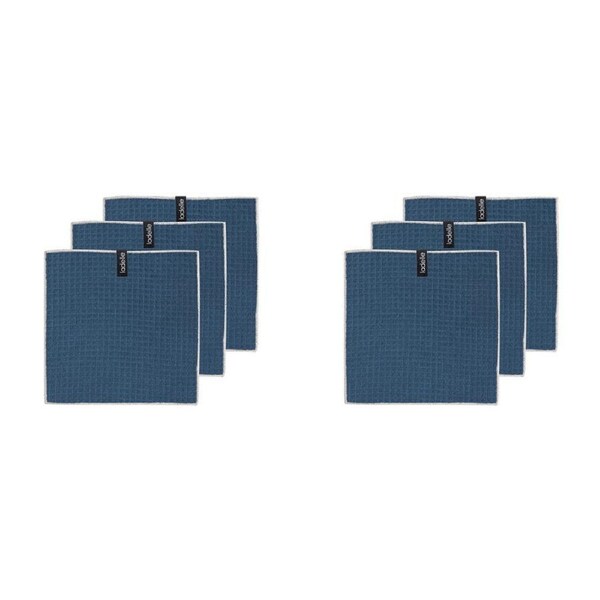 2x 3pcLadelle Mega Waffle Microfibre Dishcloth 30x30cm Reusable/Washable Navy