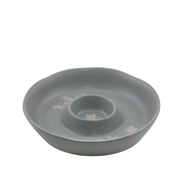 Ladelle Esperance Ceramic Chip & Dip Serving Bowl Kitchen Serveware Green