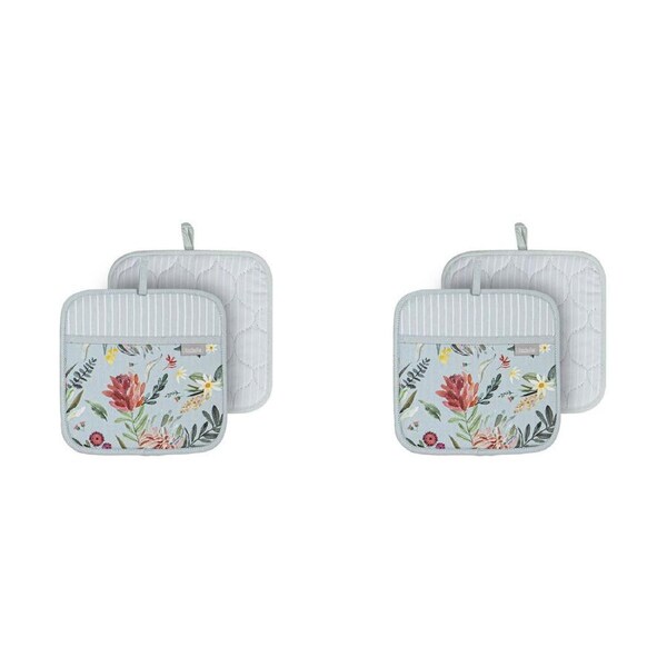 2x 2pc Ladelle Esperance Pot Holder Heat Resistant Kitchen Glove Washable