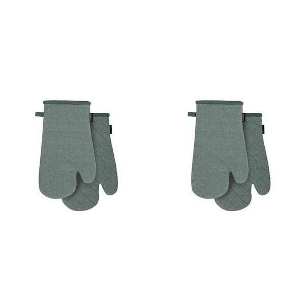 2x 2pc Eco Ladelle Recycled Leaf Oven Mitt Reusable/Washable Pot Holder Green