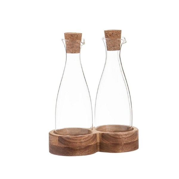 2pc Ladelle Gather Countertop Oil Bottle 500ml Refillable Container Clear