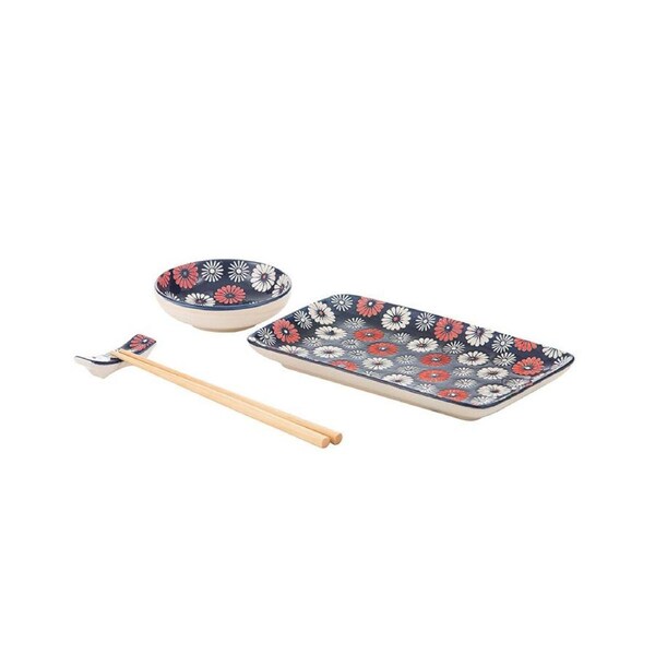 Ladelle Nara Flora Ceramic Serving Set Japanese Style Utensils Assorted