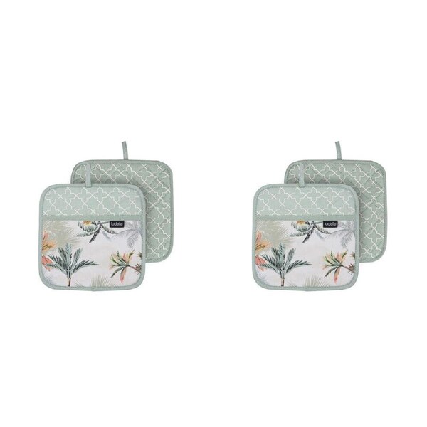 2x 2pc Ladelle Panama Pot Holder Heat-Resistant Pad/Mitt Reusable/Washable