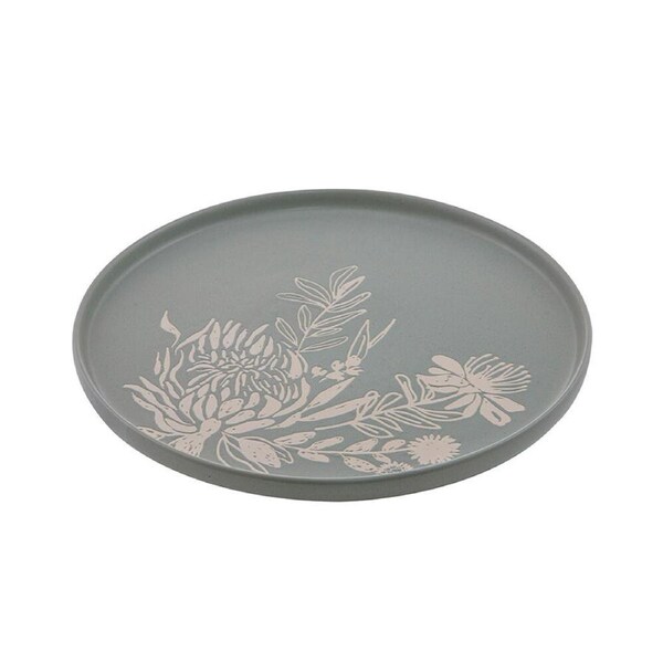 Ladelle Esperance Ceramic Serving Platter Round Reusable Food Tray Green