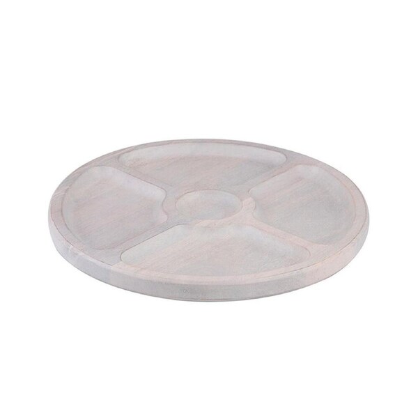 Ladelle Hampton Wooden Sectional Food Serving Divided Platter/Tray Round