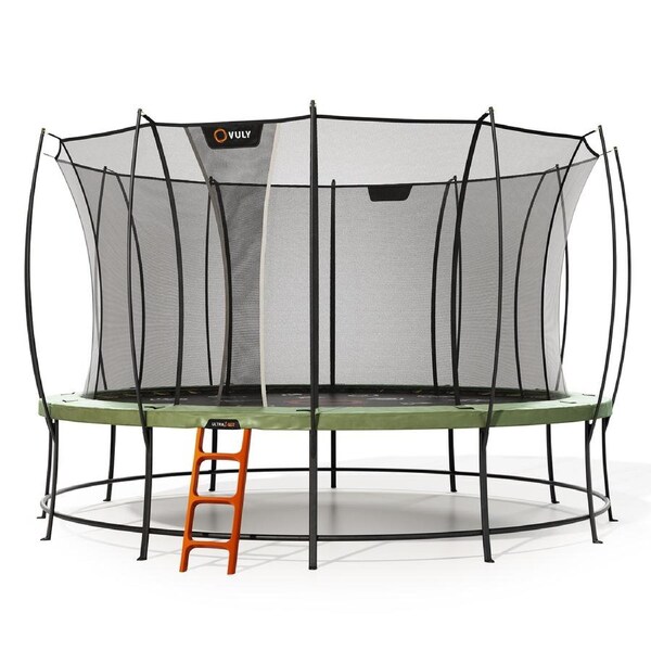 Vuly Ultra 2 Pro Extra Large 16ft Trampoline with Enclosure - Round Kids Trampolines Bundle With Ladder