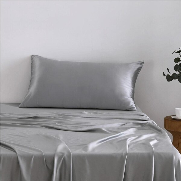 Natural Home Luxe Mulberry Silk Pillowcase 25 Momme King Pillowcase 50 x 90cm - Grey