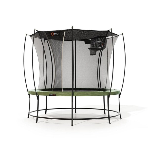 VULY Ultra 2 Pro Medium 12ft Trampoline with Enclosure - Round Kids Trampolines Bundle With Shade Cover & Basketball Hoop