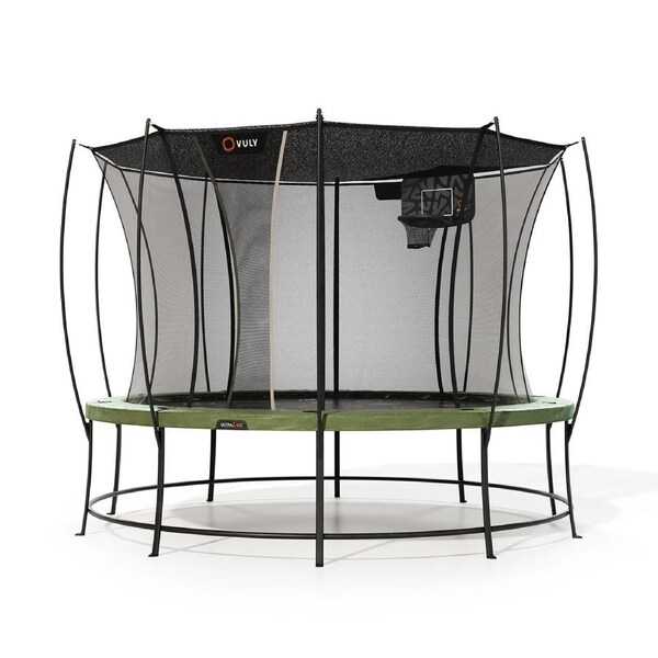 Vuly Ultra 2 Pro Large 14ft Trampoline with Enclosure - Round Kids Trampolines Bundle With Shade Cover & Basketball Hoop