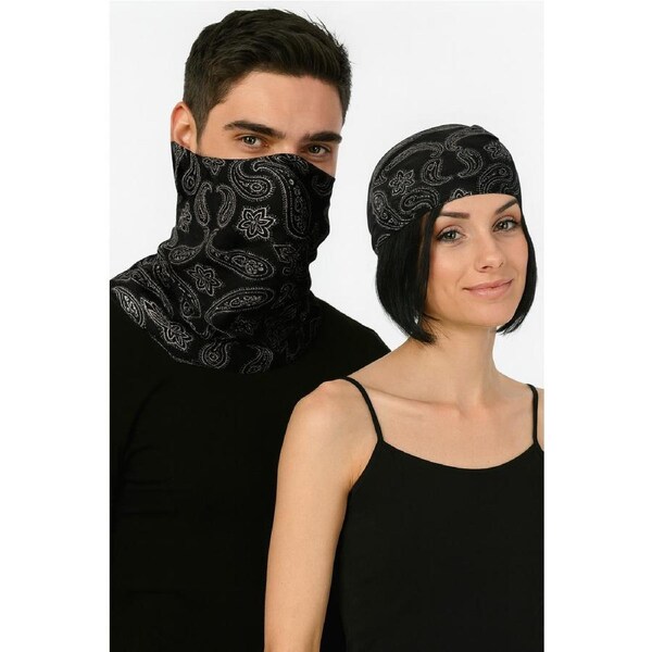 Seamless Tube Bandana Head Scarf Face Cover Mask Pattern Mask Neck Gaiter - Black