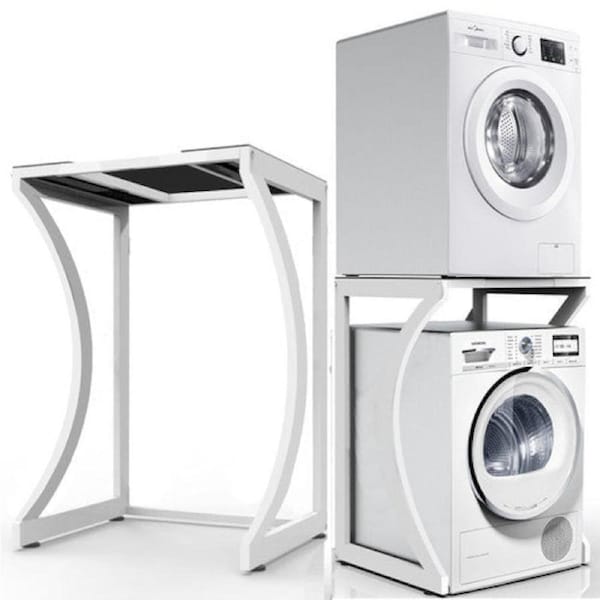 ORIGINAL Dryer Stand Maxi: Portable Dryer Rack Heavy Duty Steel Capacity white for Washer/Dryer/Mini Fridge