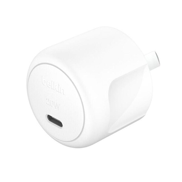Belkin Boostcharge Compact with 20W USB-C PD 3.1 Wall Charger- White