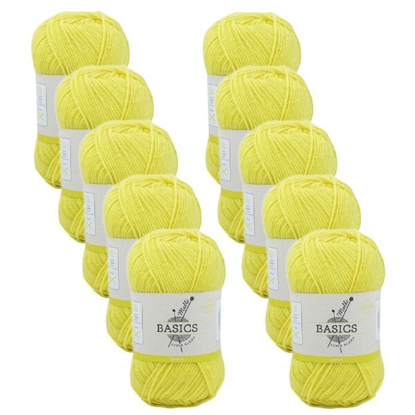 10PK Malli Super Blend Basic Crochet Knitting Yarn 8ply 100g 16x9cm Lemon