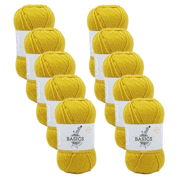 10PK Malli Super Blend Basic Crochet Knitting Yarn 8ply 100g 16x9cm Mustard