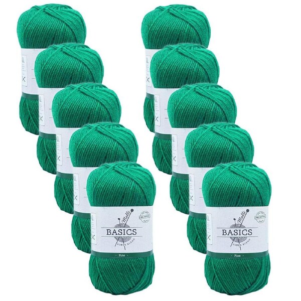 10PK Malli Super Blend Basic Crochet Knitting Yarn 8ply 100g 16x9cm Pine