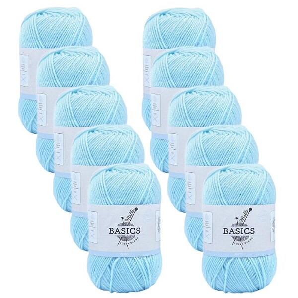10PK Malli Super Blend Basic Crochet Knitting Yarn 8ply 100g 16x9cm Arctic