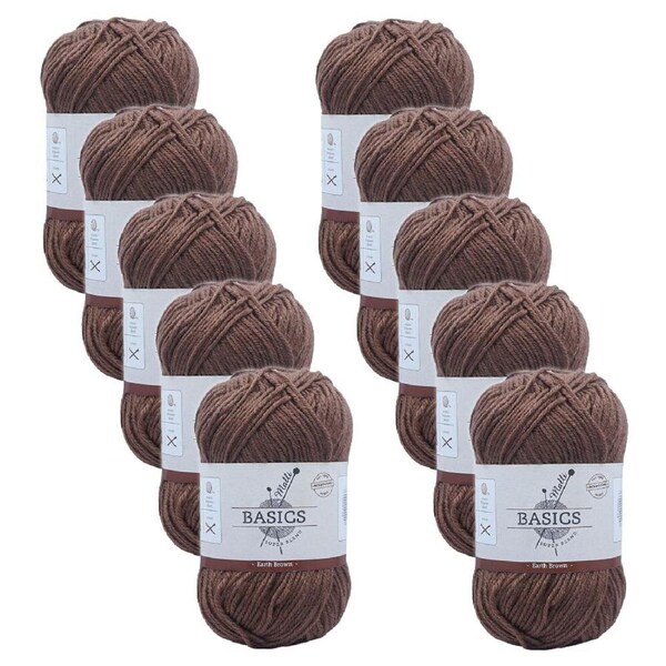 10PK Malli Super Blend Basic Crochet Knitting Yarn 8ply 100g 16x9cm Earth Brown