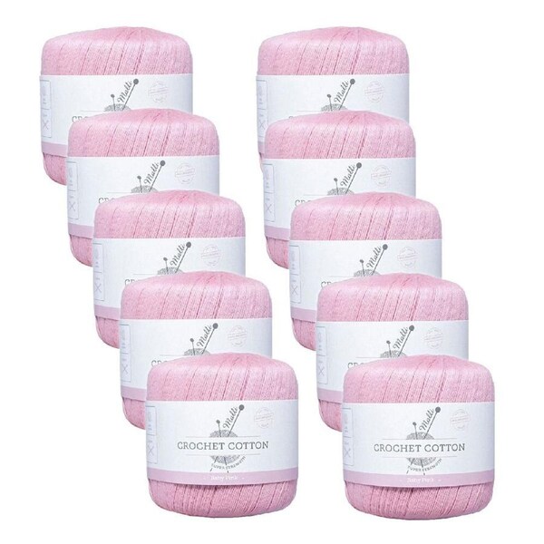 10PK Malli Super Strength 100% Cotton Crochet Knitting Yarn 3ply 50g Baby Pink