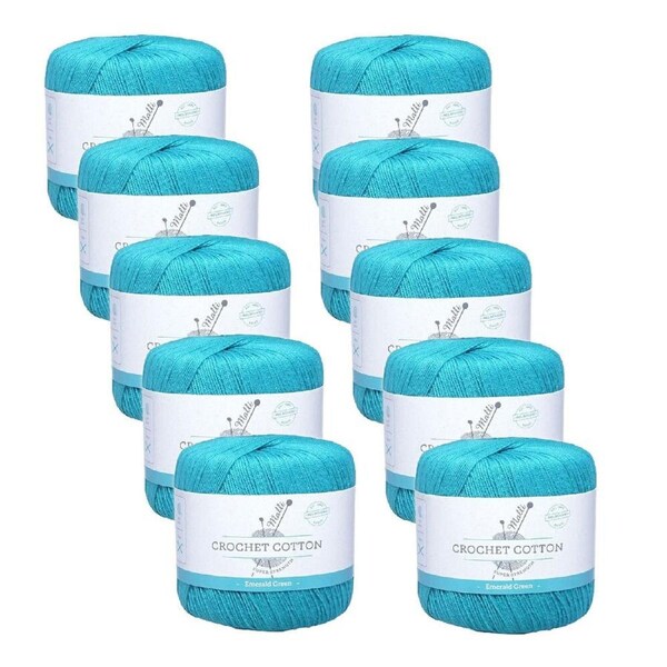 10PK Malli Super Strength 100% Cotton Crochet Knitting Yarn 3ply Emerald Green